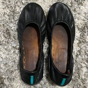 Tieks black leather flats size 7